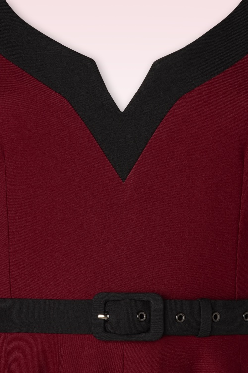 Glamour Bunny - Vivienne swing jurk in bordeauxrood 5