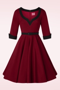 Glamour Bunny - Vivienne swing jurk in bordeauxrood 4