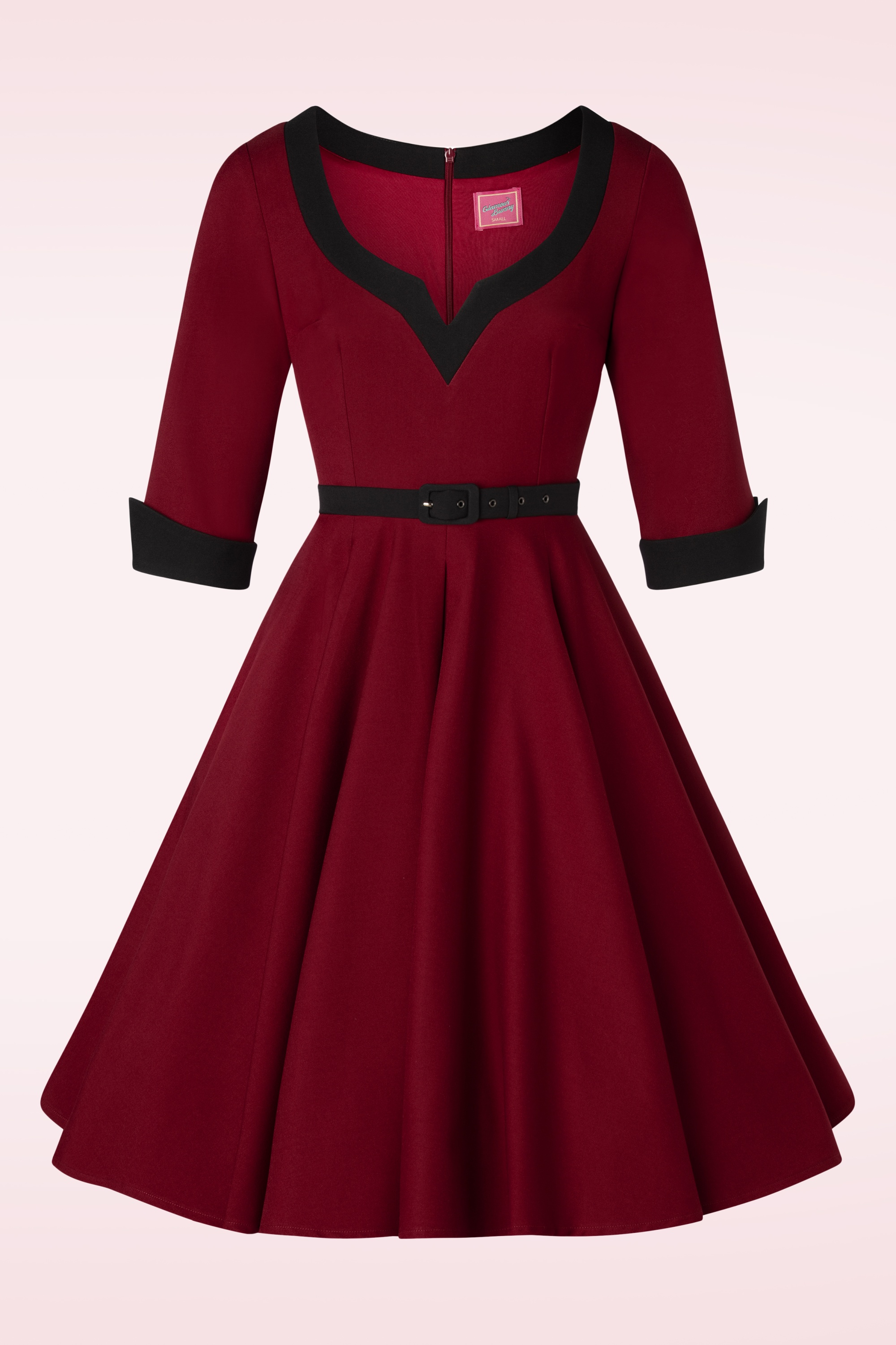 Glamour Bunny - Vivienne swing jurk in bordeauxrood 4