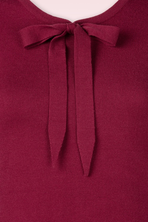 Topvintage Boutique Collection - Topvintage exclusive ~ Milly gebreide jurk in bordeauxrood 4