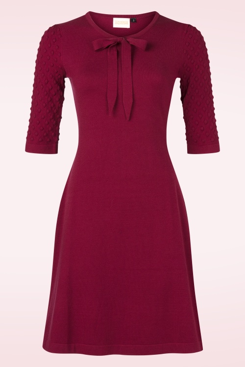 Topvintage Boutique Collection - Topvintage exclusive ~ Milly gebreide jurk in bordeauxrood 2