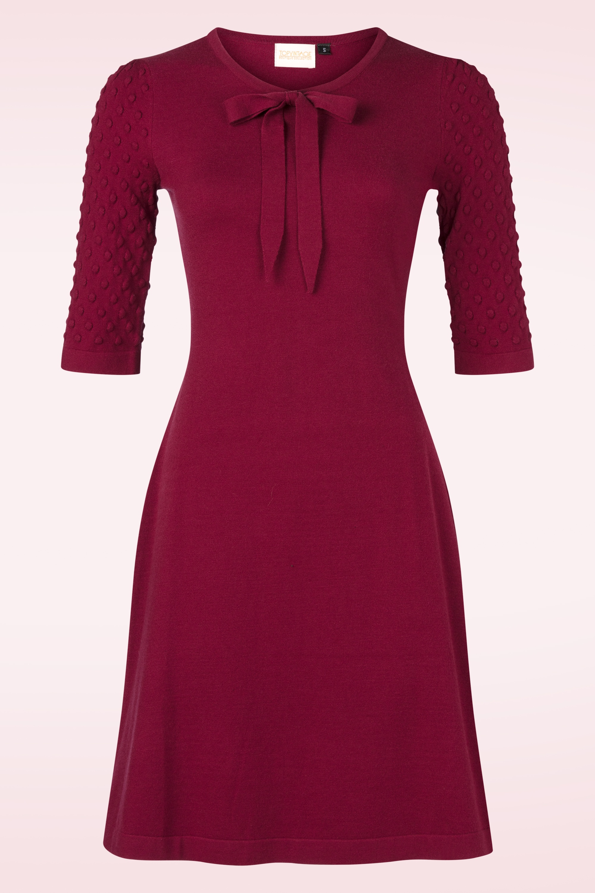 Topvintage Boutique Collection - Topvintage exclusive ~ Milly gebreide jurk in bordeauxrood 2