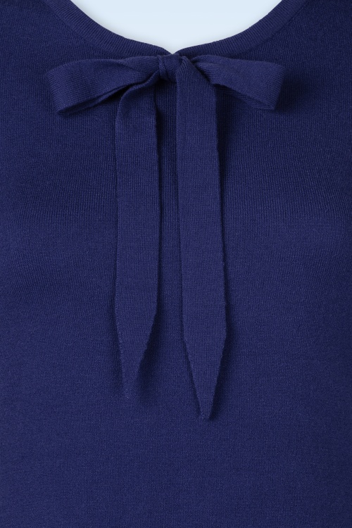 Topvintage Boutique Collection - Topvintage exclusive ~ Milly gebreide jurk in navy 3