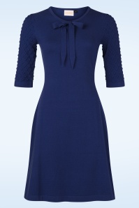 Topvintage Boutique Collection - Topvintage exclusive ~ Milly gebreide jurk in navy 2