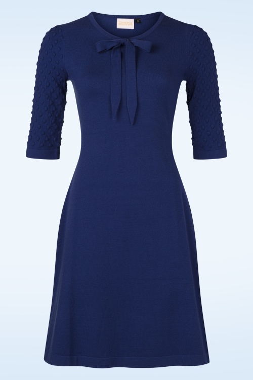 Topvintage Boutique Collection - Topvintage exclusive ~ Milly gebreide jurk in navy 2