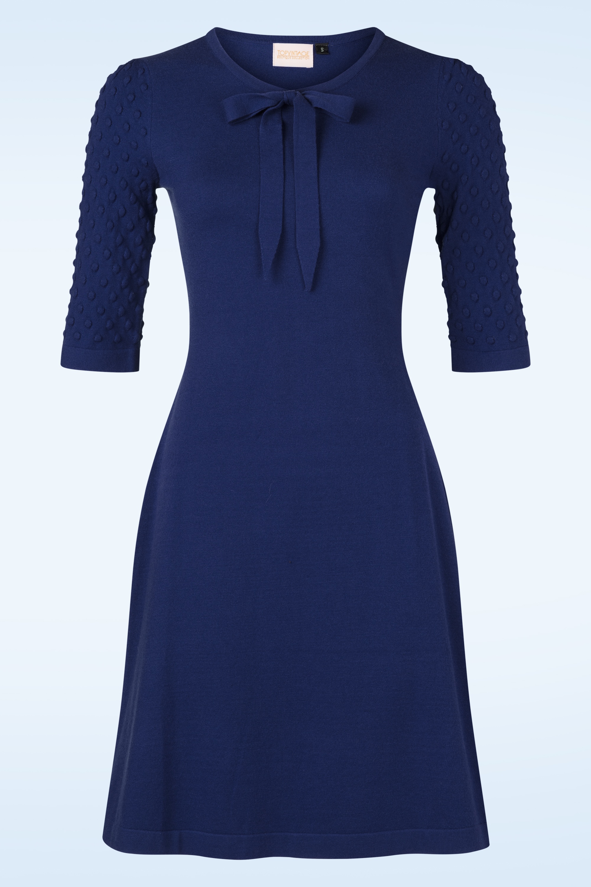 Topvintage Boutique Collection - Topvintage exclusive ~ Milly gebreide jurk in navy 2