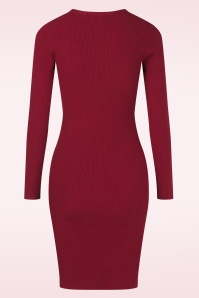 Topvintage Boutique Collection - Topvintage exclusive ~ Tilly gebreide jurk in bordeauxrood 5