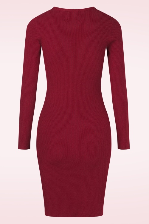 Topvintage Boutique Collection - Topvintage exclusive ~ Tilly gebreide jurk in bordeauxrood 5
