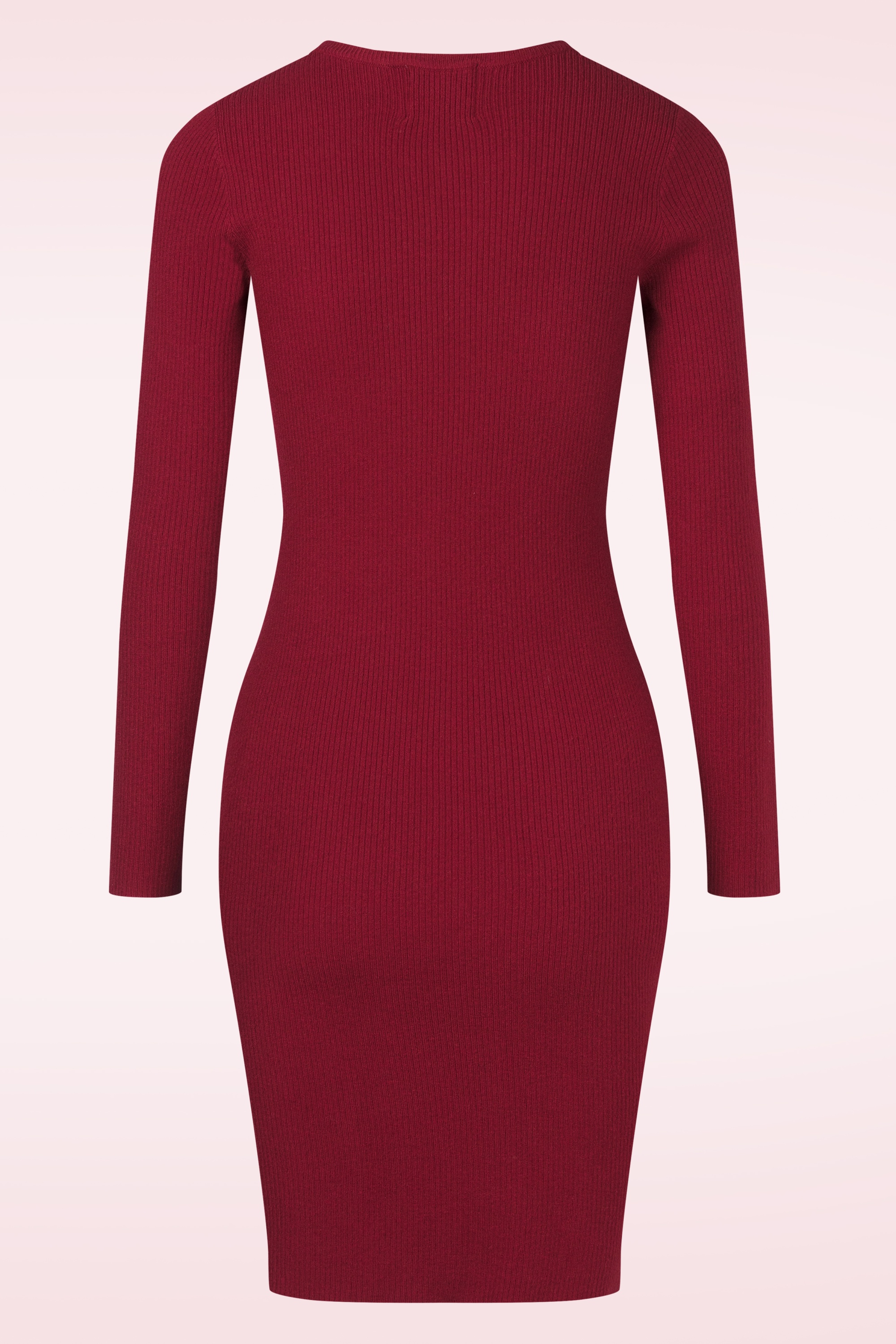 Topvintage Boutique Collection - Topvintage exclusive ~ Tilly gebreide jurk in bordeauxrood 5