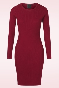 Topvintage Boutique Collection - Topvintage exclusive ~ Tilly gebreide jurk in bordeauxrood 2