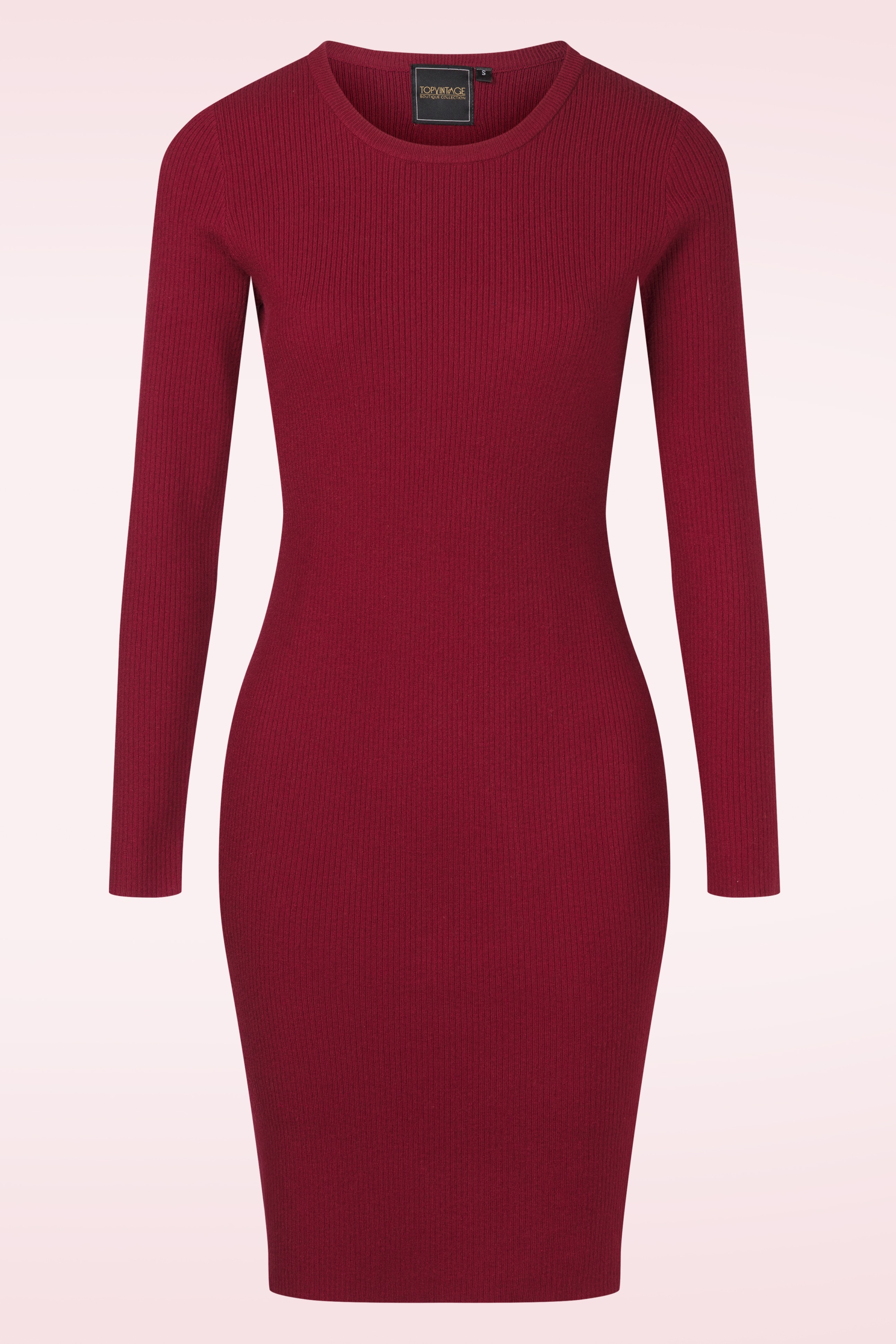 Topvintage Boutique Collection - Topvintage exclusive ~ Tilly gebreide jurk in bordeauxrood 2