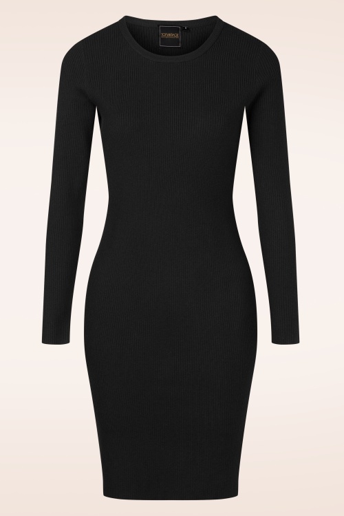 Topvintage Boutique Collection - Topvintage exclusive ~ Tilly gebreide jurk in zwart 2