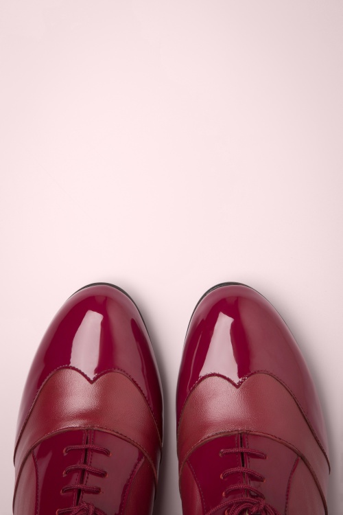 Topvintage Boutique Collection - Topvintage exclusive ~ Back In The Day lederen shoe booties in rood 3