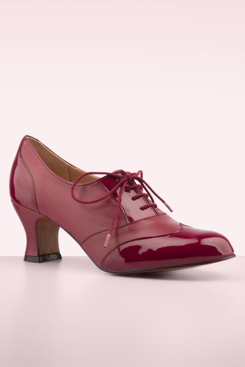 Topvintage Boutique Collection - Topvintage exclusive ~ Back In The Day lederen shoe booties in rood 4