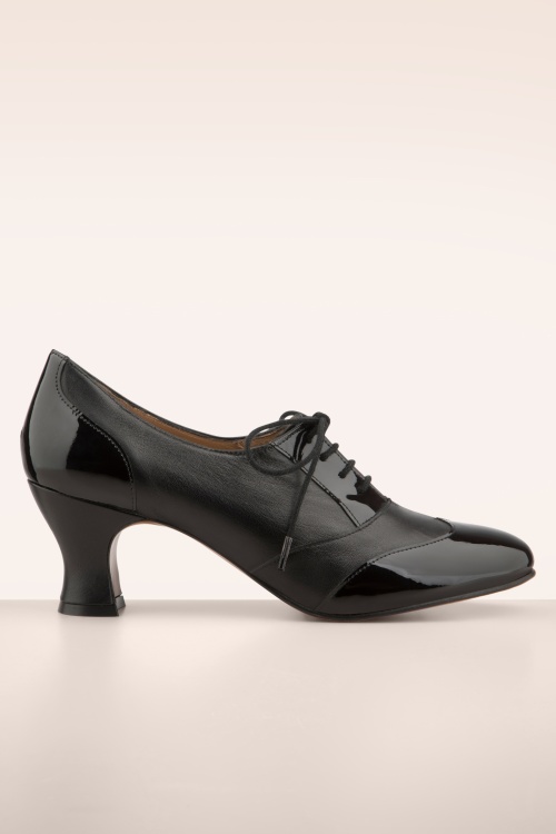 Topvintage Boutique Collection - Topvintage exclusive ~ Back In The Day lederen shoe booties in zwart 2