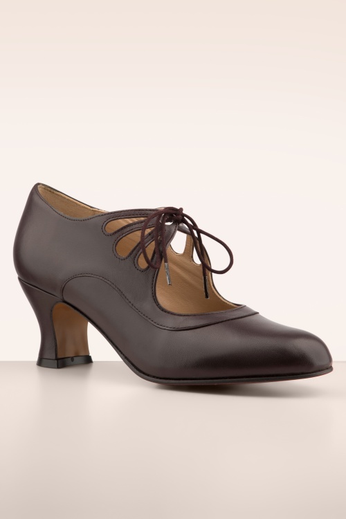 Topvintage Boutique Collection - Topvintage exclusive ~ Clara Flapper pumps in bruin 4