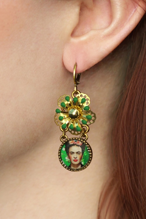 Urban Hippies - Frida Flower oorbellen in groen