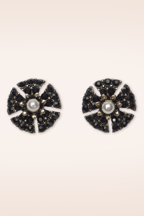 Lovely - Miriam Haskell stud oorbellen in zwart