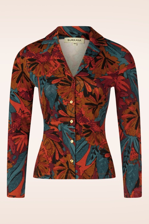 Surkana - Zoey blouse met grafische print in khaki