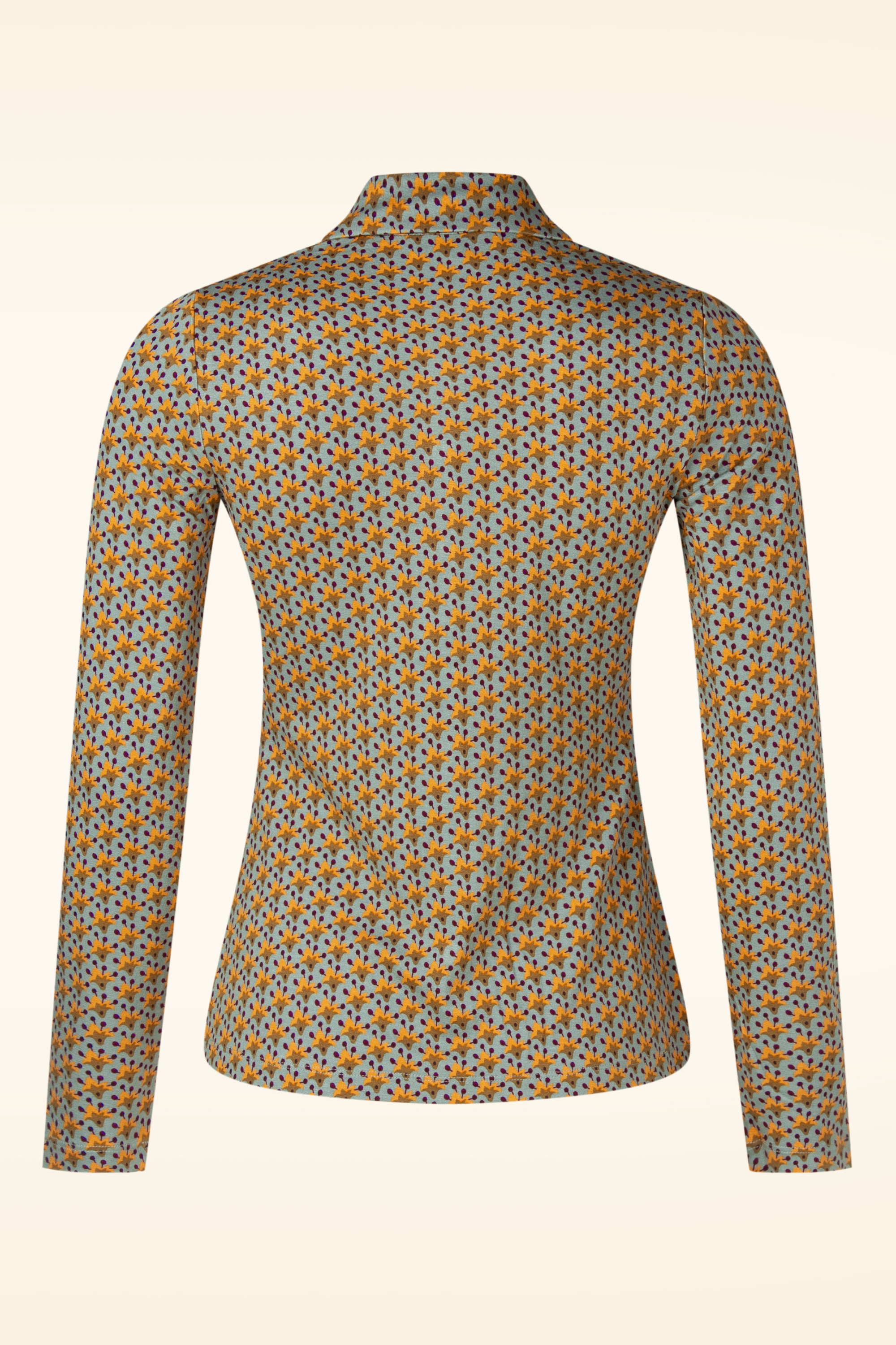 Surkana - Sadie blouse met grafische print in lichtblauw 4