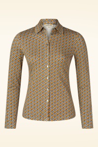 Surkana - Sadie blouse met grafische print in lichtblauw