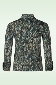 Surkana - Mary blouse met grafische print in petrol blauw 3