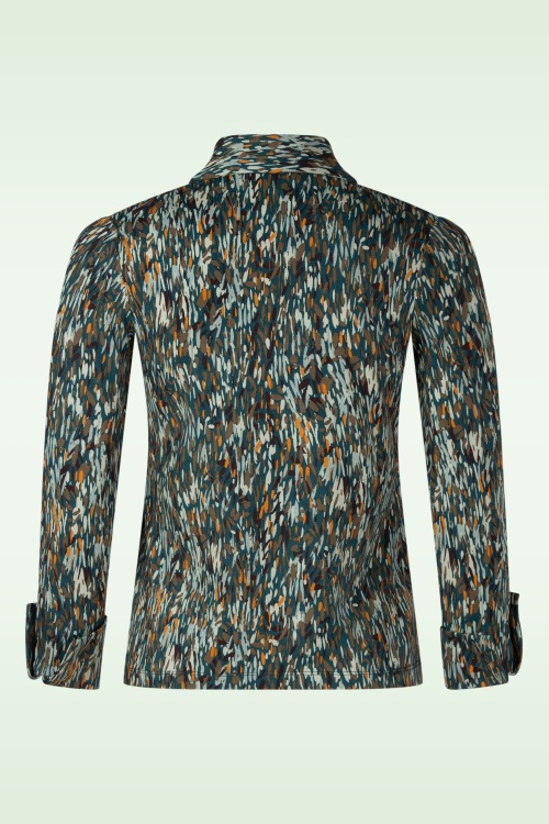 Surkana - Mary blouse met grafische print in petrol blauw 3