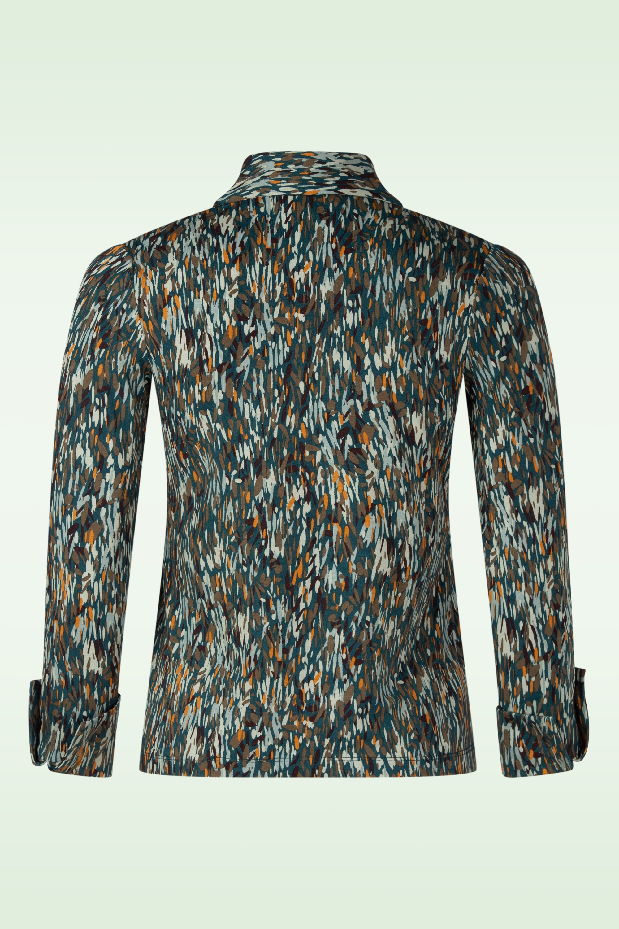 Surkana - Mary blouse met grafische print in petrol blauw 3