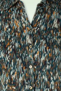 Surkana - Mary blouse met grafische print in petrol blauw 2