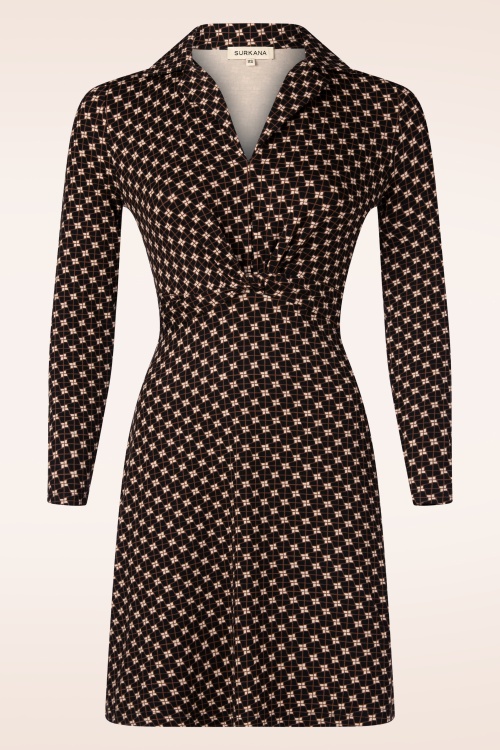 Surkana - Audrey geknoopte jurk in zwart en multi