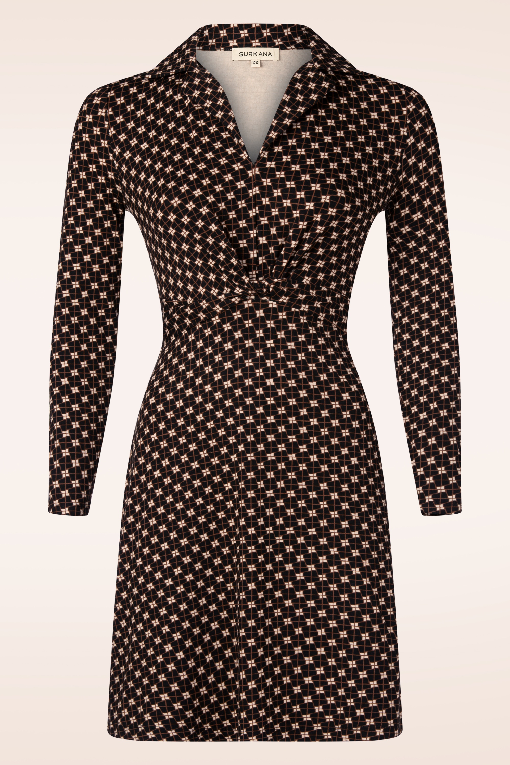 Surkana - Audrey geknoopte jurk in zwart en multi