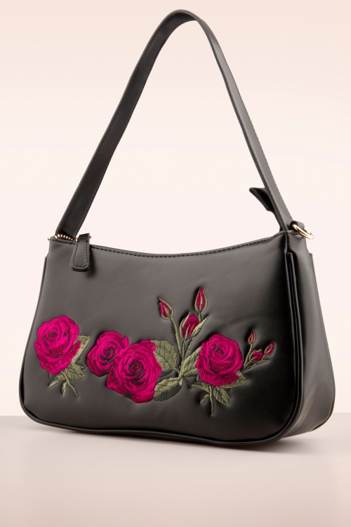 Banned Retro - Rose Garden handtas in zwart 2