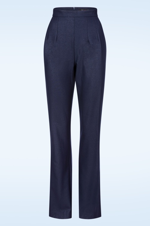 Vintage Diva - Florence Glitter pantalon in navyblauw 2