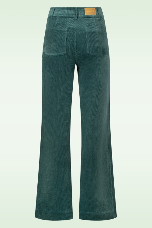 Surkana - Cara Wide Leg Corduroy pantalon in staalblauw 2