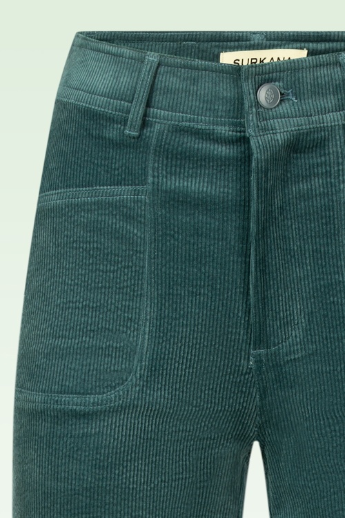 Surkana - Cara Wide Leg Corduroy pantalon in staalblauw 3