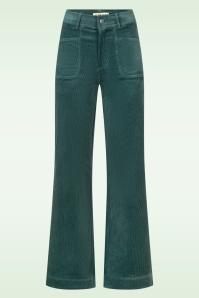 Surkana - Cara Wide Leg Corduroy pantalon in staalblauw