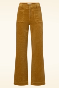 Surkana - Cara Wide Leg Corduroy pantalon in mosterdgeel