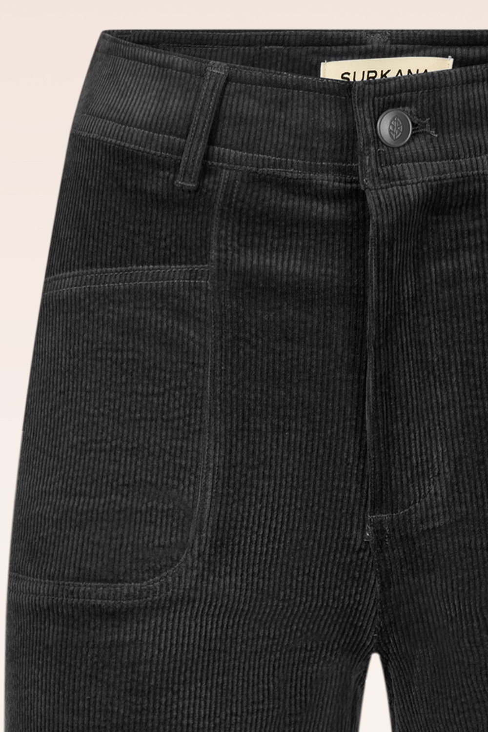 Surkana - Cara Wide Leg Corduroy pantalon in zwart 3