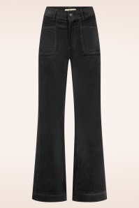 Surkana - Cara Wide Leg Corduroy pantalon in zwart