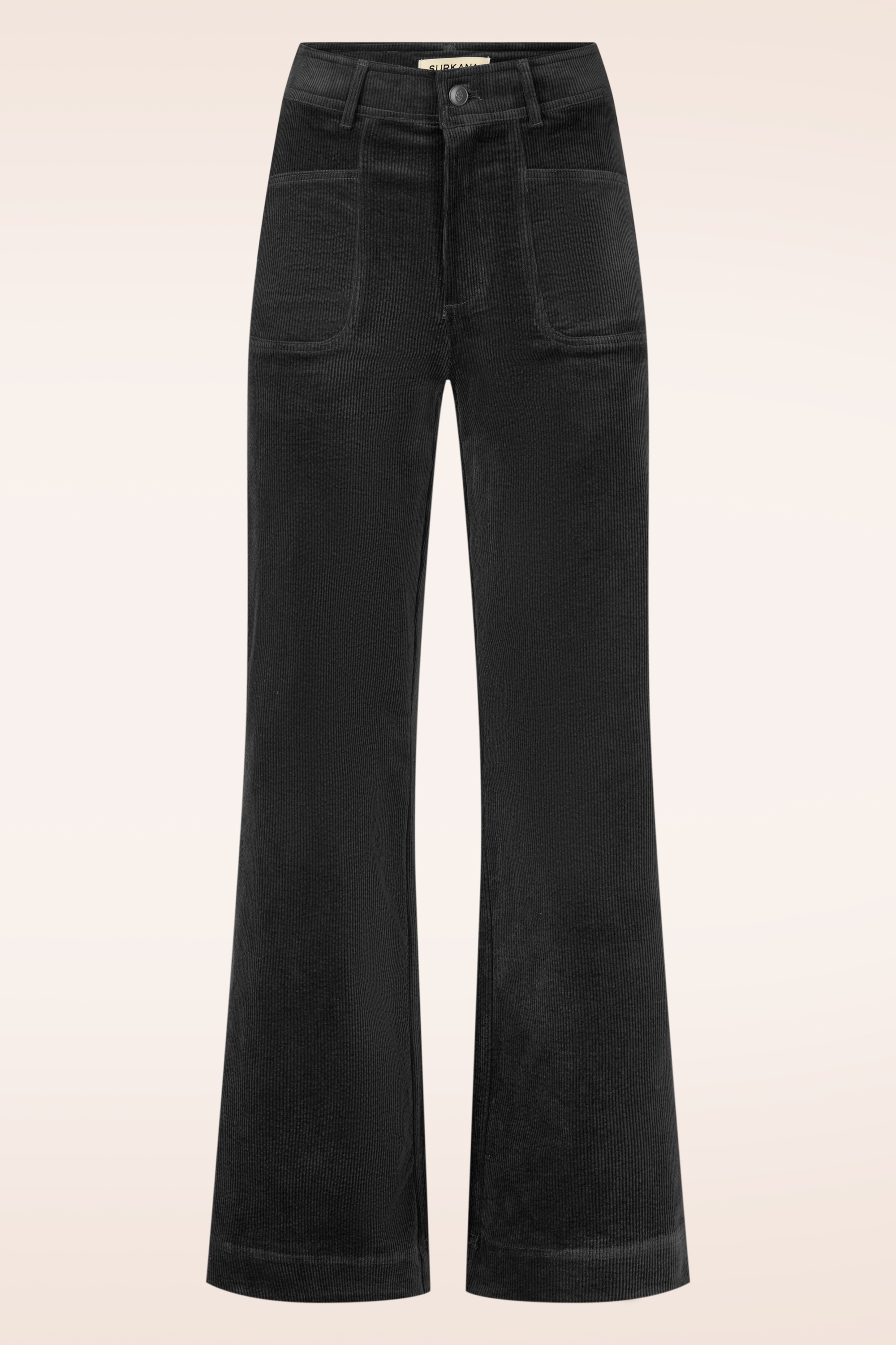 Surkana - Cara Wide Leg Corduroy pantalon in zwart