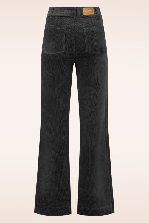 Surkana - Cara Wide Leg Corduroy pantalon in zwart 2