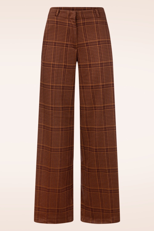 Surkana - Alba Checkered pantalon in steenbruin
