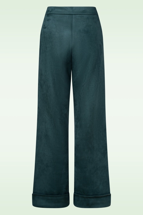 Surkana - Tammy Suedine Wide Leg pantalon in flessengroen 2