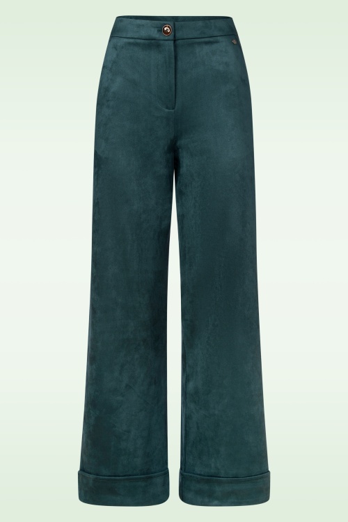Surkana - Tammy Suedine Wide Leg pantalon in flessengroen