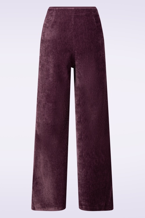Surkana - Elba Wide Leg Velvet pantalon in pruim paars 2