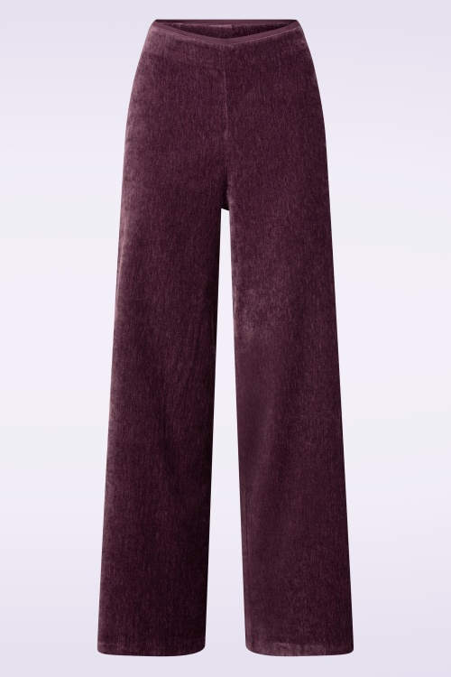 Surkana - Elba Wide Leg Velvet pantalon in pruim paars