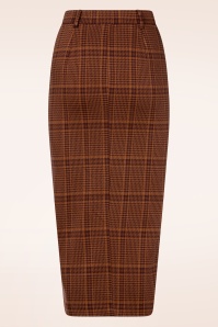 Surkana - Alba Checkered midi rok in tegelbruin 2