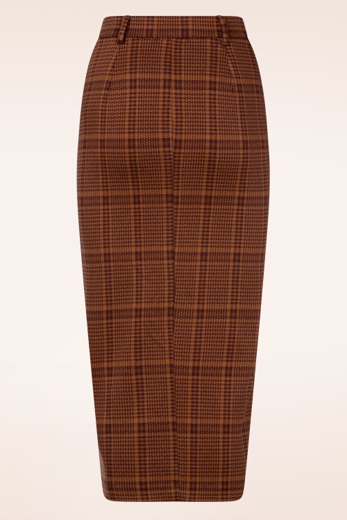 Surkana - Alba Checkered midi rok in tegelbruin 2