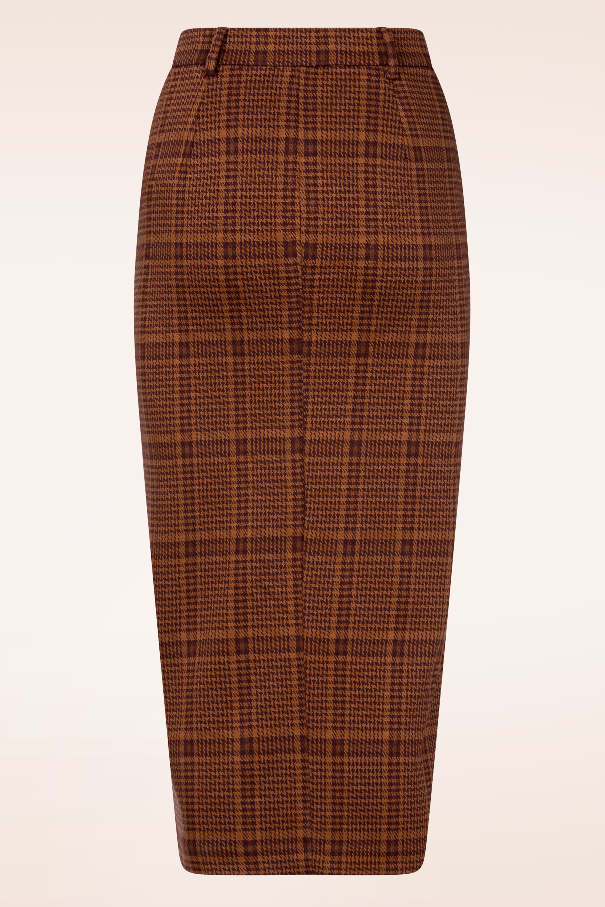 Surkana - Alba Checkered midi rok in tegelbruin 2