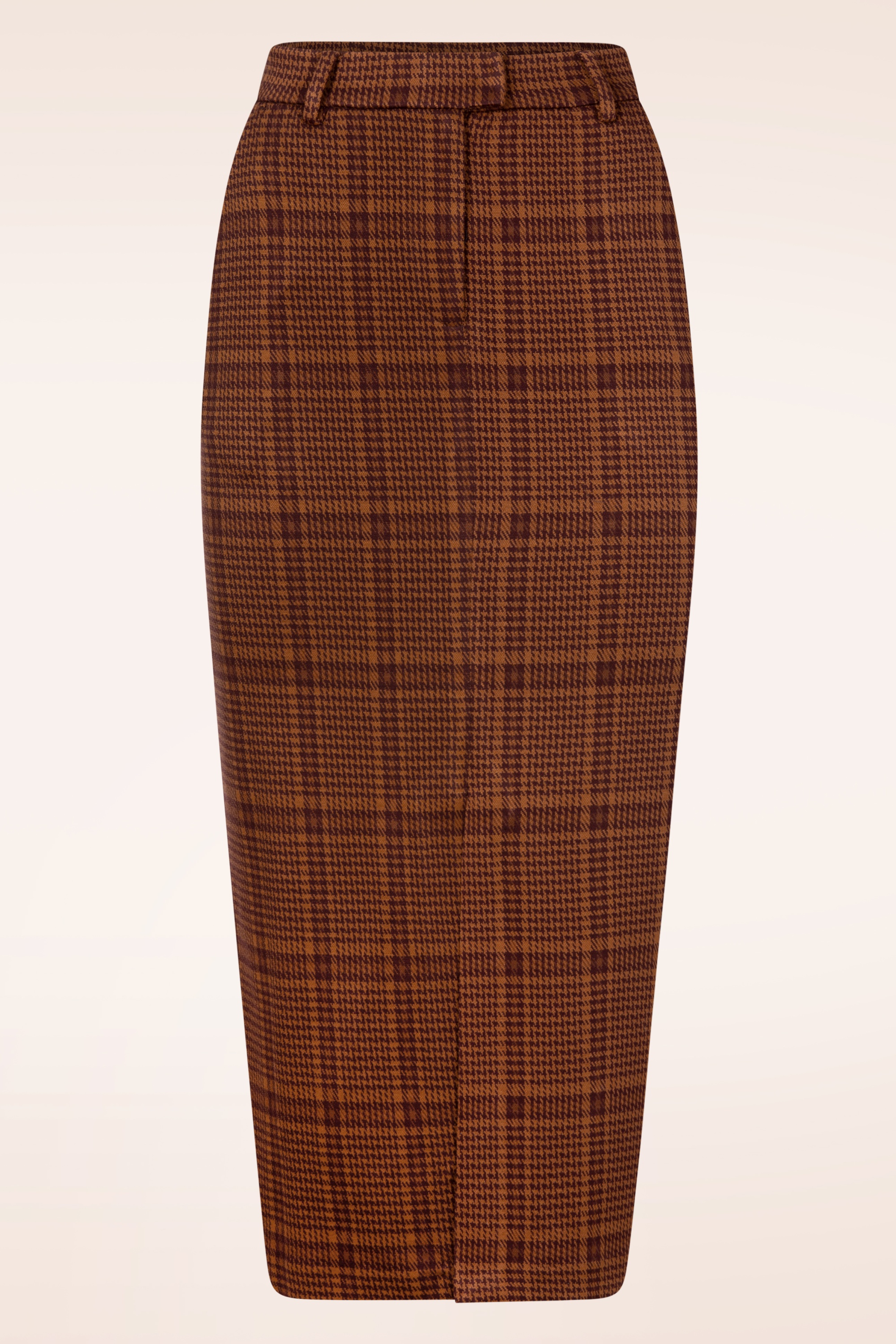 Surkana - Alba Checkered midi rok in tegelbruin